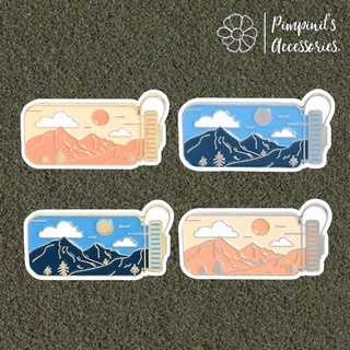 ʕ •ᴥ•ʔ ✿ พร้อมส่ง : เข็มกลัดเซ็ทภูเขาในกระบอกน้ำ | Mountain In Water Bottle Enamel Brooch Pin Set.