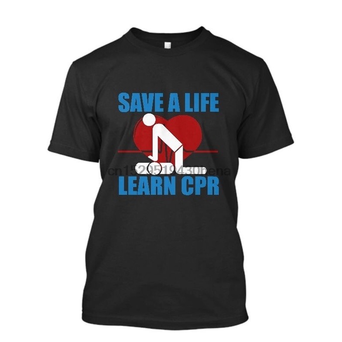 คอลูกเรือเสื้อยืด ลาย Save A Life Learn Cpr Emt Ems Paramedic สีดํา สําหรับผู้ชายS-5XL