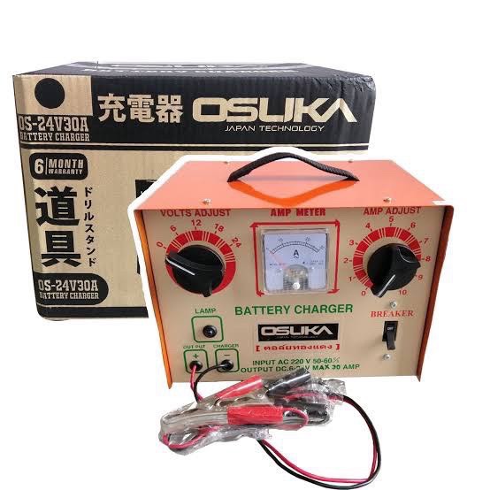 OSUKA ตู้ชาร์จแบตเตอรี่ Power Battery Charger 30A ชาร์จกับแบตเตอรี่ 6V-24V คอยล์ทองแดง ใช้ได้ทั้งแบต