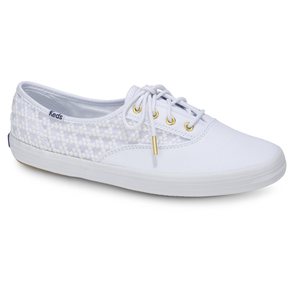KEDS สีขาว EMBROIDERED TRIANGLE รองเท้าผ้าใบผู้หญิง รองเท้า WHITE CHAMPION WF57959 แบบผูกเชือก