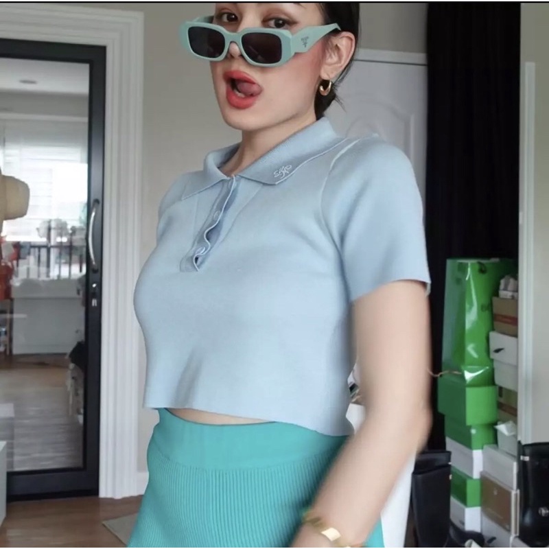 ❌sold ka ❌ Loonnystore - Polo Crop (Blue)