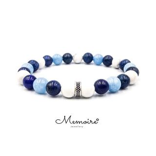 กำไลข้อมือหินแท้ Howlite , Aquamarine , Lapis lazuli