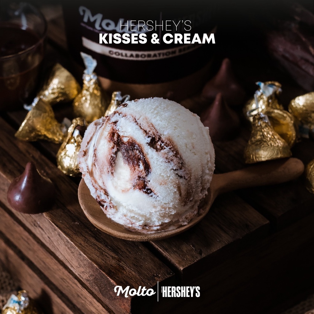 Kisses &amp; Cream (ไอศกรีม คิส แอนด์ ครีม Hershey’s Series 1 ถ้วย 16 oz.) - Molto premium Gelato