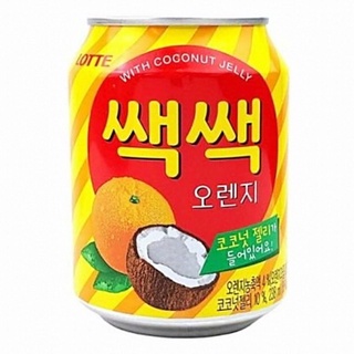 น้ำผลไม้เกาหลี อร่อยมาก Lotte sacsac orange juice with coconut jelly 238ml น้ำส้มผสมวุ้นมะพร้าว