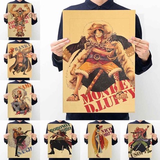 โปสเตอร์ One Piece Luffy Zoro Nami Franky Boa สําหรับตกแต่งบ้าน 52x35 ซม.