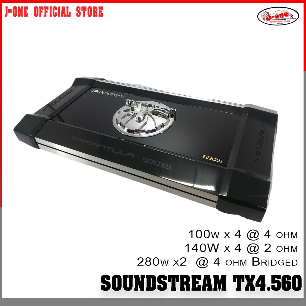 J-ONE เพาเวอร์แอมป์รถยนต์ เครื่องเสียงติดรถยนต์ แอมป์ขยาย SOUNDSTREAM 4 CH เพาเวอร์คลาสเอบี รุ่น TX4