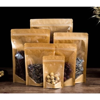 ถุงคราฟท์ หน้าใสหลังคราฟท์ ถุงซิปล็อค (โค้ด7FMF3RN ลด10%) 50ใบ(มีปลายทาง)Brown Kraft