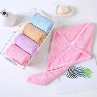 ผ้าคลุมผมแห้ง ผ้าคลุมผมไมโครไฟเบอร์ ดูดซับผมแห้ง ไม่ทำผมเสีย Dry Hair Cap Hair Towel Quick Dry Towel