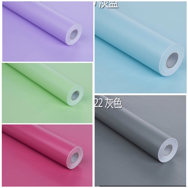 วอลเปเปอร์สีล้วน มีให้เลือก 5 สี หน้ากว้าง 45 เซน ยาว 9-10 เมตร