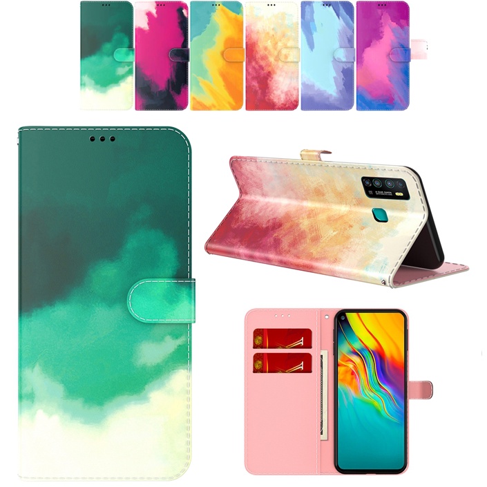 Sharp Aquos Zero R2 SH-03k SHV42 Sense3 Sense 3 lite Casing สีน้ํา Art Flip Leather Case Full Protec