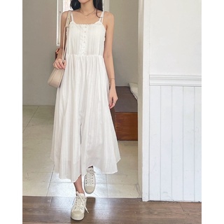 Theyourlooks ♡ พรีออเดอร์ 7-10 วัน White tulip cami dress เดรสยาวสายเดี่ยว สีขาว 🫖🌷🍃 (TYL475)