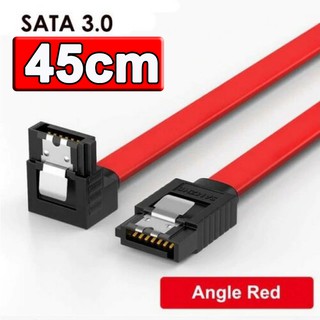 สาย SATA 3 III 3.0 Data Cable 6Gbps หัว ตรง-งอ 90 องศา  For HDD , SSD , CD-RW, DVDs with Angle and Lead Clip 45cm