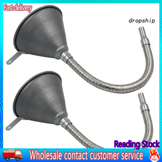 DQX_370mm 630mm Motorcycle Car Oil Petrol Filling Flexible Hose Pipe Metal Funnel