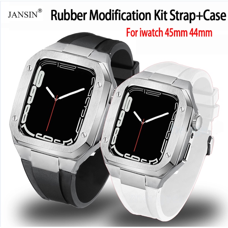 jansin สายยาง สายนาฬิกา iwatch series 9 45มม สาย+modification kit เคส สําหรับ iwatch series 9 8 7 6 SE 5 4 45มม 44มม smart watch