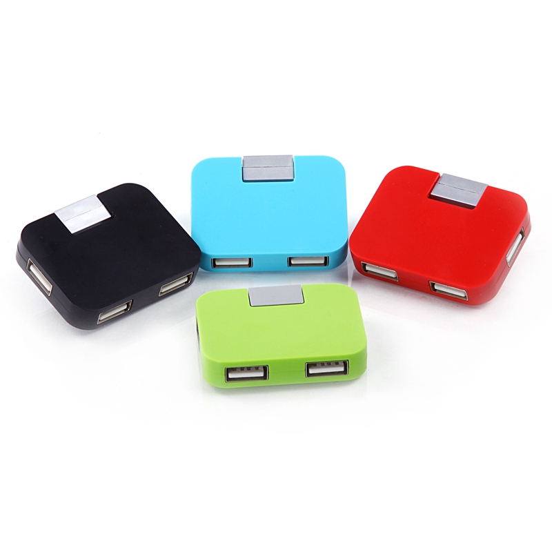 Usb 2.0 พับสแควร์ 4 พอร์ต HUB USB 2.0 พับสแควร์ 4 พอร์ต HUB สีดํา/สีขาว/สีเขียว/สีฟ้า/สีแดงหมุน USB Semiper รถ U Disk ชุดอุปกรณ์ Extension