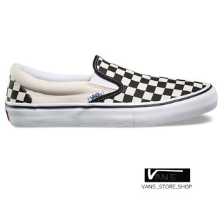 VANS SLIP ON PRO CHECKERBOARD WHITE SNEAKERS สินค้ามีประกันแท้