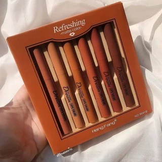 ส่ง​ฟรี​/ส่ง​ไว​ ลิปสติก​ เซตลิป Heng fang Lip ลิป ได้ทั้งเซต 6 สี 6 แท่ง โทนอิฐ เนื้อแมทกำ​มะ​หยี่​ ลิปกันน้ำ ติดทน 4u2