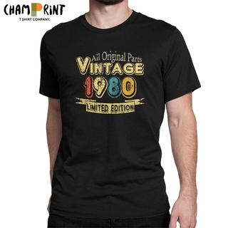 เสื้อยืดคอกลม แขนสั้น ผ้าฝ้าย สไตล์วินเทจ พลัสไซซ์ 1980 Limited Edition 1980 41 ปี สําหรับผู้ชายS-5XL