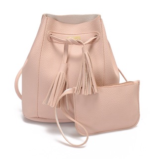 พร้อมส่ง Bucket Bag Pink กระเป๋าหนัง สีชมพู