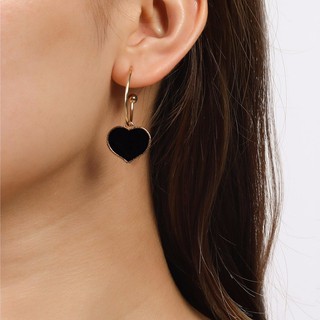 Black Heart Charm Earrings ต่างหูหัวใจสีดำ