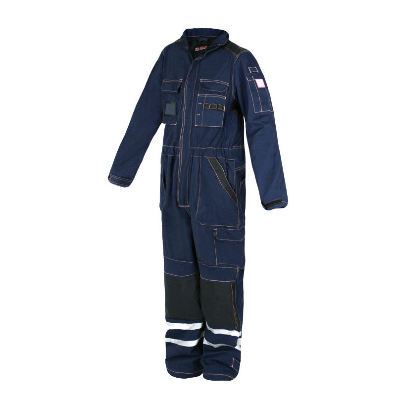 Mens Long Sleeve Cargo Coveralls with High Visibility Reflective Stripes Multi Pockets Labor Coveralls with Knee Pads H #4