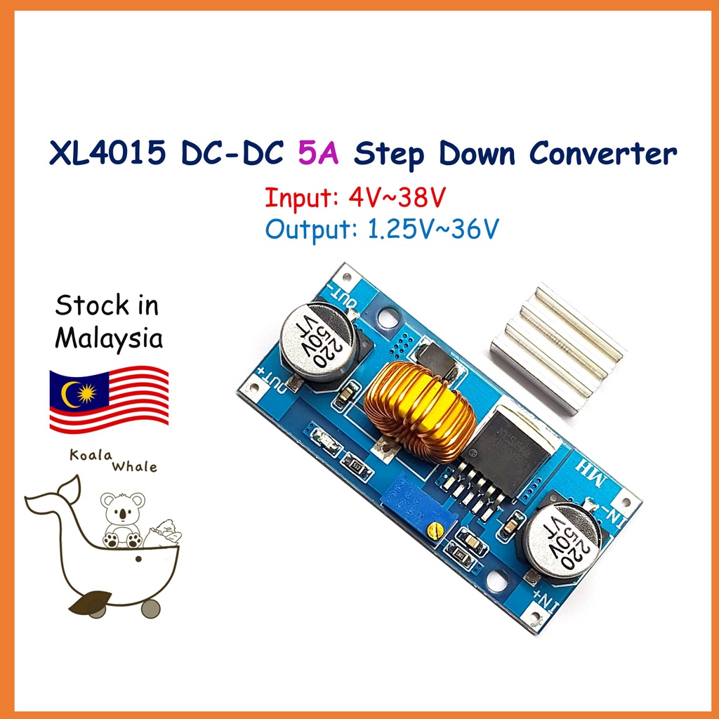 XL4015 DC-DC DC 5A Step Down Converter โมดูล Buck แรงดันไฟฟ้า