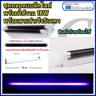 ชุดหลอดแบล็คไลท์ BLACKLIGHT ฺชุดรางอิเล็กทรอนิกส์ ไฟแบล็คไลท์ 18W หลอดไฟดักแมลง พร้อมสายไฟ 5เมตร