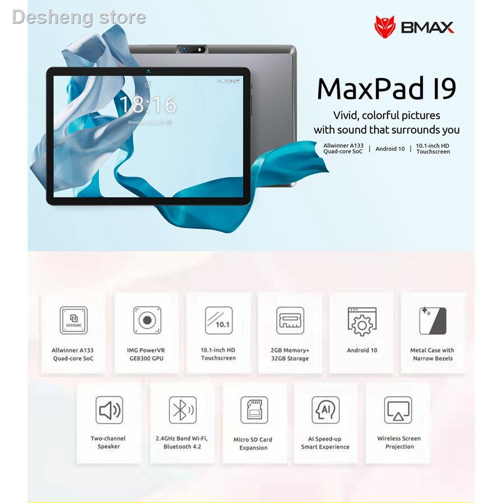 การเคลื่อนไหว50%❂☸卍(Free case) BMAX I9 จอ 10.1 นิ้ว IPS HD Tablet PC Quad Core 1.6GHz แรม 2GB รอม 32GB Android10 WiFi Bl