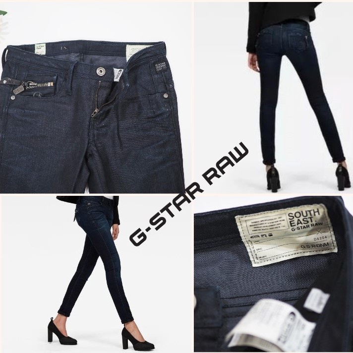 ของแท้ 💯 G-STAR RAW กางเกงยีนส์ สกินนี่ ผู้หญิง รุ่น5204  น้ำเงินโลหะ ไซส์ 25/32  Skinny Jeans  Wome