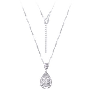 SILVER THAI        Silver Teardrop Necklace with Cubic Zirconia เงินแท้925 สร้อยเงินรูปหยดน้ำตาลเป็นเพชร cz