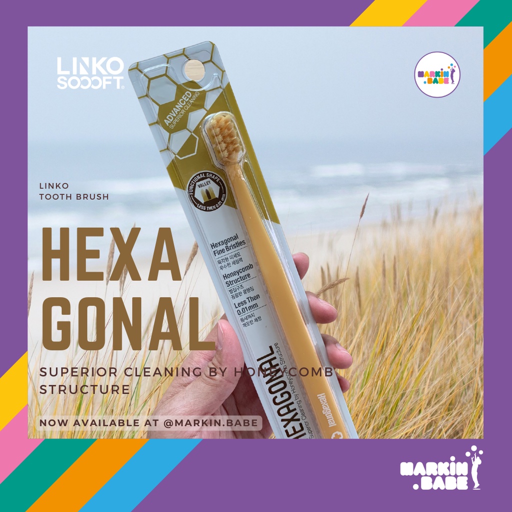 LINKO HEXAGONAL แปรงสีฟันสำหรับสลายคราบพลัค ขนนุ่มสลายคราบได้จริงโดยไม่บาดเหงือก รุ่นใหม่จาก LINKO I MARKIN.Babe