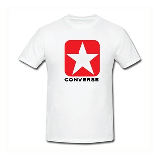 [COD]CONVERSE เสื้อยืดผ้าฝ้าย พิมพ์ลายดาวสีแดง Baju Hitam Putih bossku สําหรับผู้ชายS-5XL