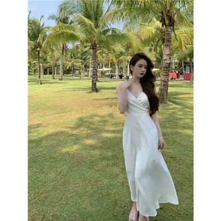Beryl🌻เดรสขาวคอวีเว้าหลังเซ็กซี่สไตล์วันหยุด