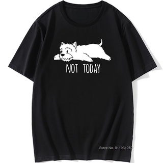 [S-5XL] 【Bf Style】gildan เสื้อยืดลําลอง ผ้าฝ้าย 100% แขนสั้น คอกลม พิมพ์ลาย Not Today Westie Dog สีดํา สไตล์ฮาราจูกุ สํา