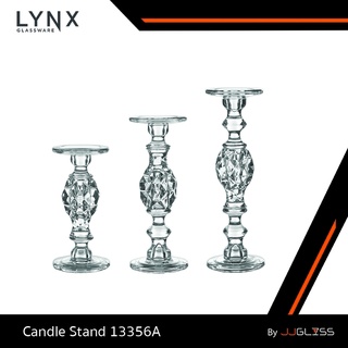 JJGLASS - (LYNX) Candle Stand 13356A - เชิงเทียนแก้ว เชิงเทียนคริสตัล ลายหกเหลี่ยม ฐานกลม มีให้เลือก 3 ขนาด