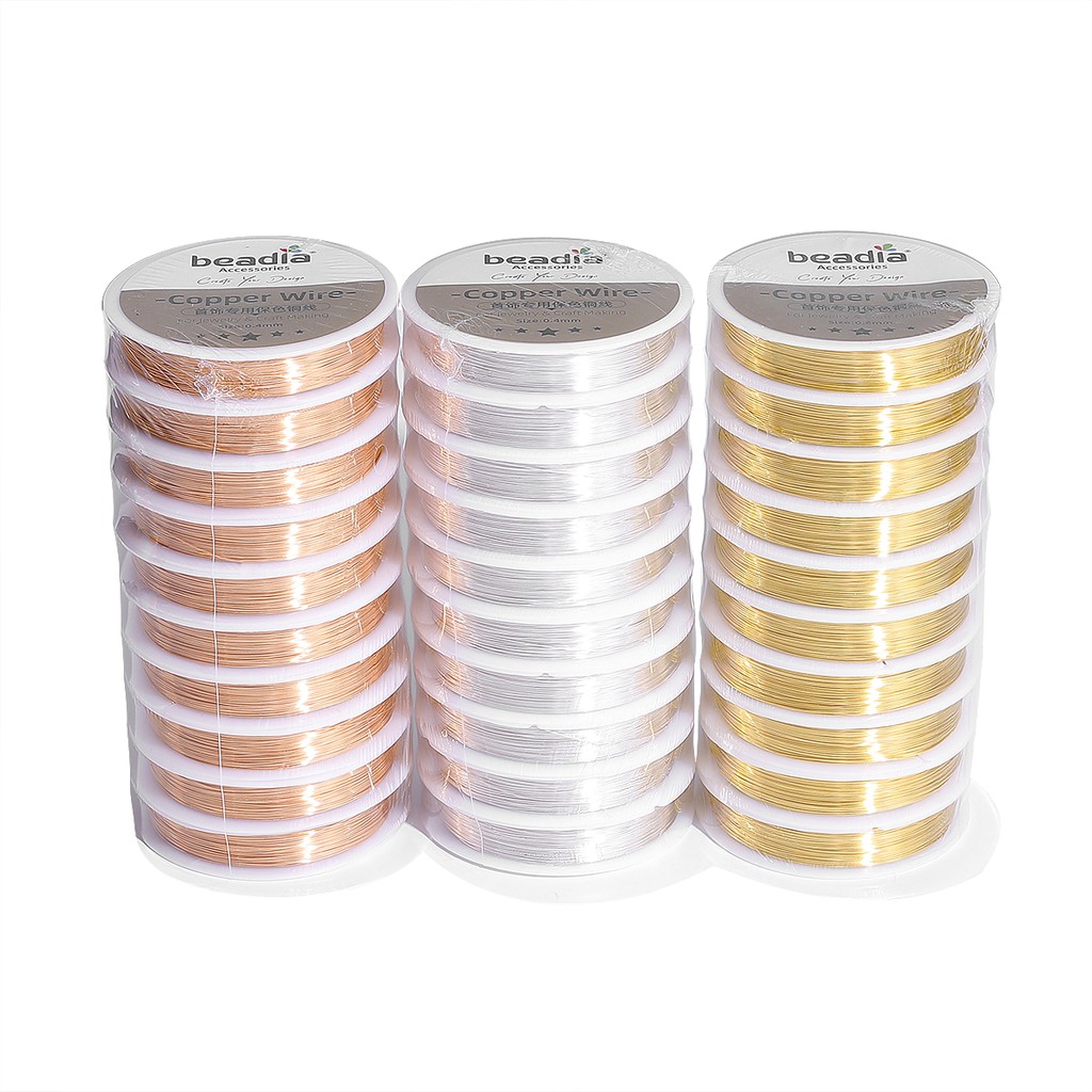 ลวดทองแดง ทรงกลม 20 เกจ ขนาด 0.3-0.8 มม. ไม่ซีดจาง สีเงิน ทอง สําหรับทําเครื่องประดับ DIY 1 ม้วน【การเก็บรักษาสี】
