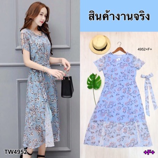 Maxi Dress ชีฟองพิมพ์ลายดอกสวยงาม