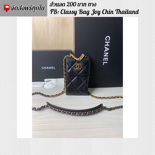 [งานออ ริ]🔥ชา แนล 19 Phone Holder With Chain สีดำ 10x18 cm. 🔥ภาพถ่ายงานจริงทุกภาพค่ะ