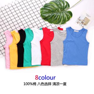 8 สีเพื่อให้ผ้าฝ้ายระดับสูงขายส่งแขนกุดสีทึบเสื้อยืดเด็กเสื้อยืดจุด