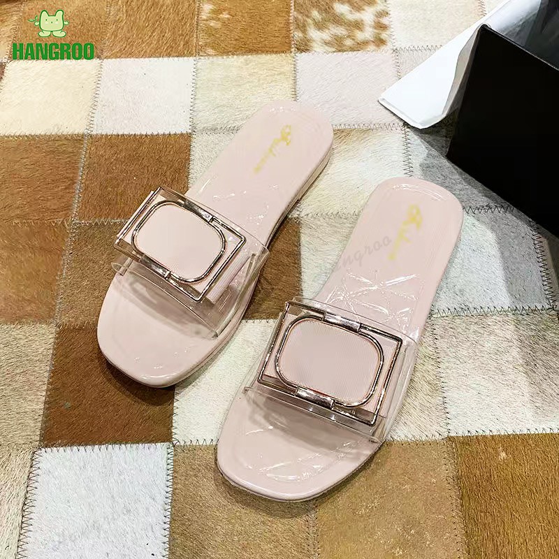 HANGROO A1176-2 SHOES รองเท้าแตะ แบบสวม ส้นแบน สไตล์เรียบหรู