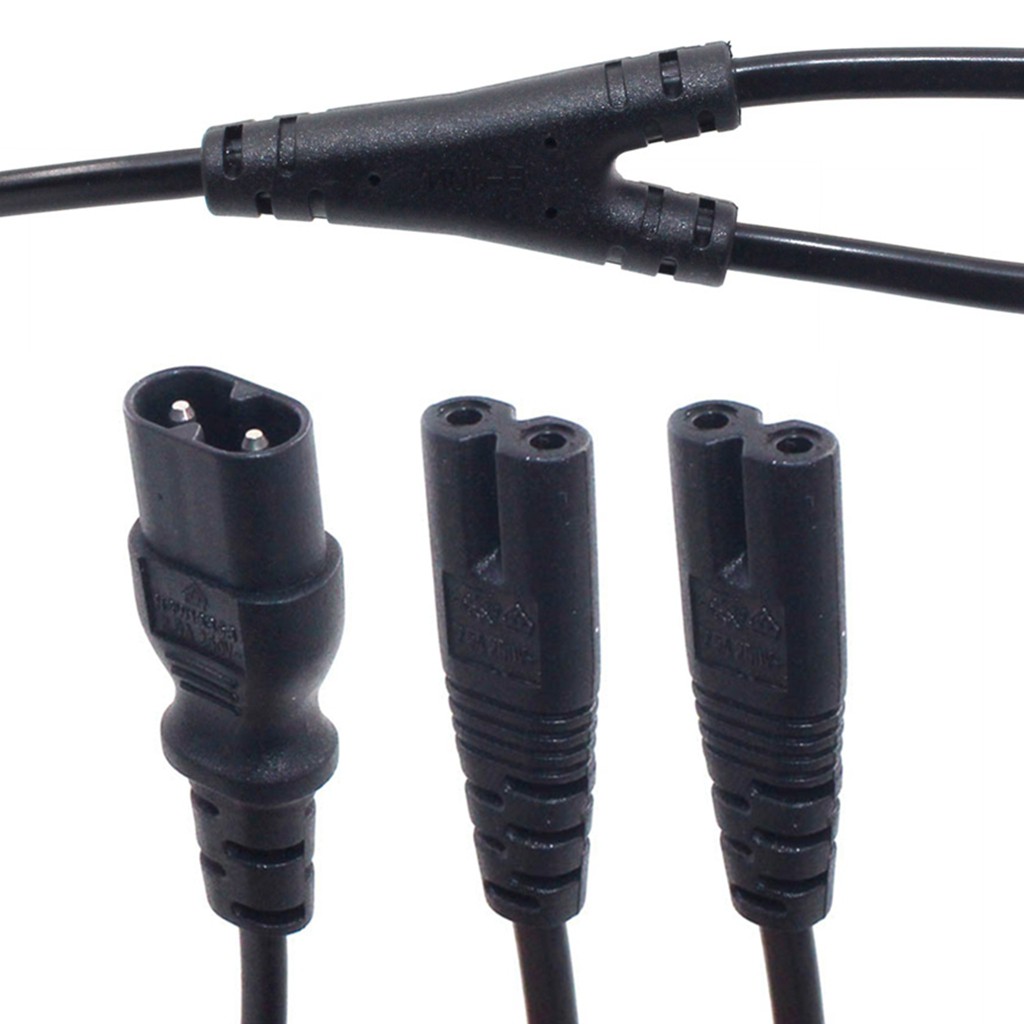 สายไฟแยก IEC 320 C8 เป็น Dual C7 Y 18-AWG 8 ผู้ เป็น 2 เมีย 30 ซม.