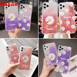 iPhone 12 11 Pro Xs Max Mini XR Xs 8 7 Plus Phone Case Daisy Quicksand Liquid Glitter Bling Cartoon Clear Back Cover