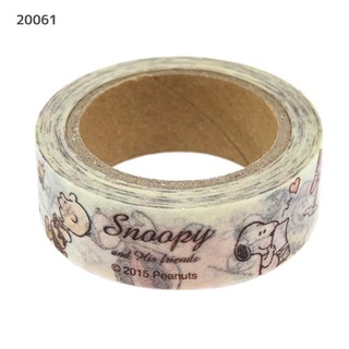 Masking Tape เทปตกแต่ง ลาย Snoopy โทนขาวชมพู ม้วนเล็ก