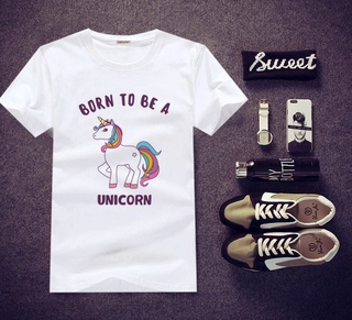 เสื้อยืดสกรีนลาย Unicorn ใส่สบายๆ ไม่ยืด ไม่ย้วย