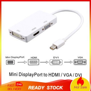 【OPHE】สายเคเบิลอะแดปเตอร์ 3 in 1 Thunderbolt Mini Display Port to HDMI VGA DVI แบบพกพา