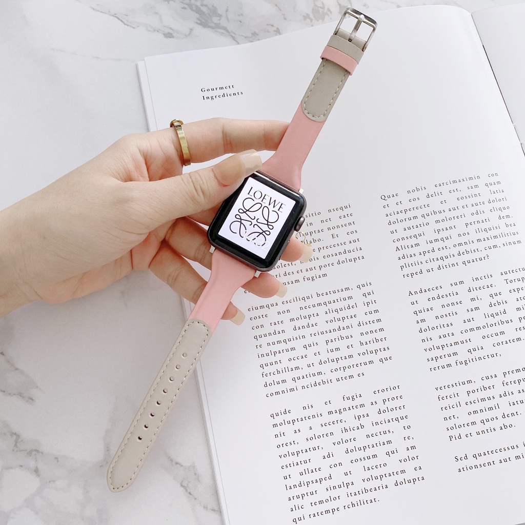 สายนาฬิกาข้อมือ สายหนังวัวแท้ ขนาดเล็ก แบบเปลี่ยน สําหรับ Apple Watch iWatch 7 6 5 4 3