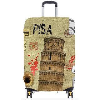 พร้อมส่งด่วน! ผ้าคลุมกระเป๋าเดินทาง แบบยืด ลาย pisa (เฉพาะลายนี้มีซิปข้างสองด้าน มีซิปล่าง ไม่มีที่ล็อกด้านล่าง)