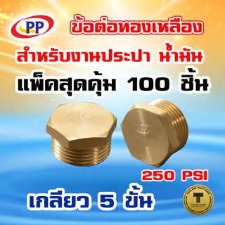 ข้อต่อทองเหลือง ปลั๊กอุด PP(พีพี) ตัวผู้&lt;เกลียวนอก&gt; ขนาด1/2"(4หุน) แพ็ค 100 ชิ้น   (ประปา น้ำมัน)