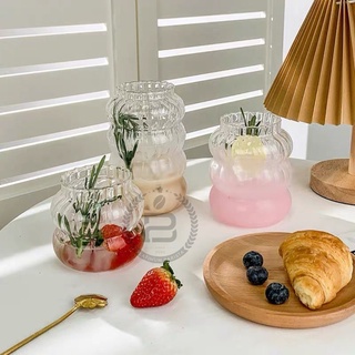 Chubby Glass Aesthetic Gelas Lucu 430ML Kristal Kopi Susu Ripple Yo-Reum Aesthetic Korean Cafe Crystall Drinking Elegant Coffee
