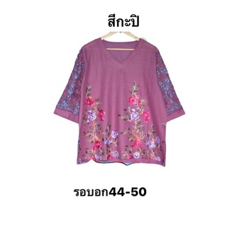 เสื้อลินินสาวอวบใส่สวยรุ่นอำพรางหุ่นใส่แล้วไม่อ้วนรอบอก44-48